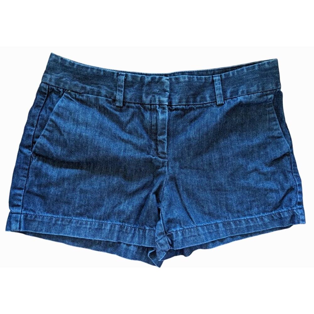 LOFT Riviera Denim Shorts 4 Dark Wash Chinos Cotton Pockets Quiet Luxury Preppy